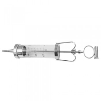 Janet Wound and Bladder Syringe Glass Barrel - With 2 Exchangeable Tips Stainless Steel, Capacity 200 ml